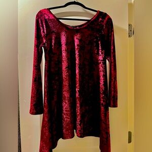 Crushed velvet burgundy mini dress